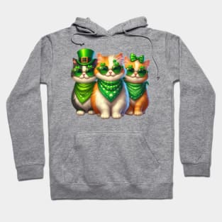 St Patricks Day Trio of Cats Hoodie